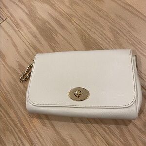 Coach White Leather Clutch with Gold Accent